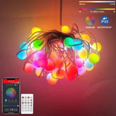 China Alexa Smart LED String Lights Outdoor Waterproof 33FT 66 LED Globe Fairy String Lights Remote App Control RGB Globe String Lights for sale