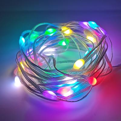 China Outdoor Waterproof Alexa APP Control Firefly Twinkle Lights RBG Color Changing LED Fairy String Lights Commercial Christmas Lights for sale