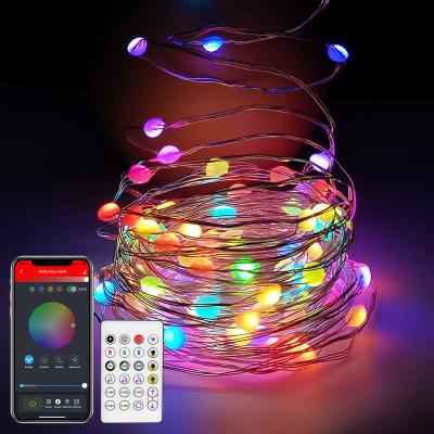 China Changing Stander 5.0/4.2 Blue Color Tooth Christmas Fairy Lights LED String Remote Timer Led Flicker Lights USB Plug In Copper Wire Fairy String Lights for sale