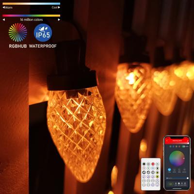 China Tooth Stander 5.0/4.2 APP Control Christmas Tree Light Twinkle Star C9 Blue Christmas Lights Indoor Outdoor Decor 33Ft 50 LED Faceted Strawberry String Lights for sale