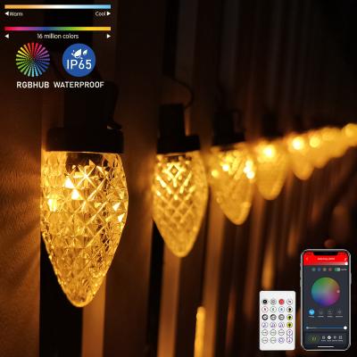 China Wholesale Tooth Stander 5.0/4.2 Blue C7 C9 Christmas Lighting Pixel C9 LED Bulb Warm White Christmas Lights Commercial Grade Strawberry Lights String for sale