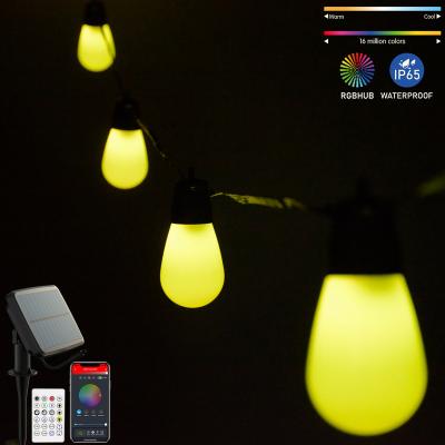 China Blue Tooth Stander 5.0/4.2 21.5Ft LED Patio Lights S14 Shatterproof Warm White Warm White Christmas Light APP Control Edison Bulbs IP65 String Lights for sale