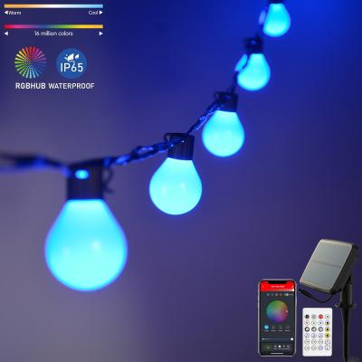 China Outdoor Solar Stander 5.0/4.2 Tooth Blue LED String Lights 25 ft G40 Globe Patio Lights 25 Edison String Lights Shatterproof Bulbs Waterproof G40 for sale