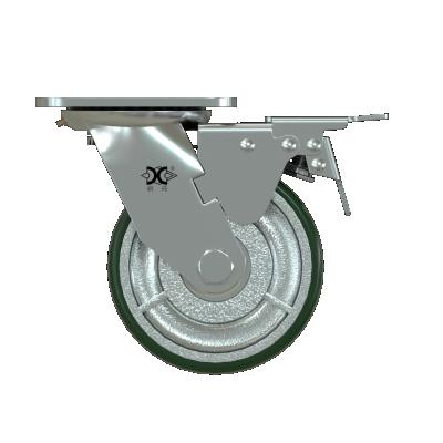 Κίνα Large PIVOT Break Pedal Caster Trolley Cast Iron Pulley Wheel Caster προς πώληση