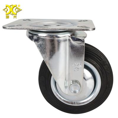 中国 PIVOT 4 Inch Swivel Industrial Black Rubber Caster Wheel 販売のため