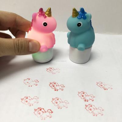 China Children's Toy New Design Cute Rubber Unicorn Animal Flashing Stamp Toy for sale