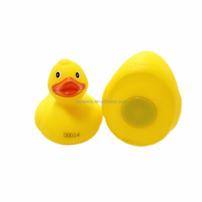 China Bath Toy Weighted Bath Duck Numbered Race Yellow Floating Rubber Duck Print Custom LOGO For Club Activity Play for sale