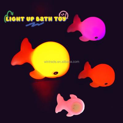 China Custom 2021 Bath Toy Bath Toy Light Up On The Water Whale Animal Pink Bathroom Instruments Flashing Floats For Kids for sale