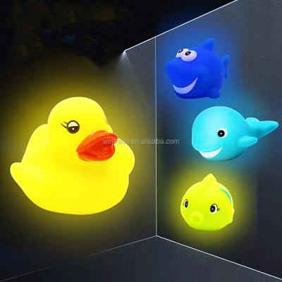 China Used for bath toy & Promotion Gifts Bath Toys For Toddlers Baby 4 Pack Light Up Shark, Duck, Whale, Fish for sale