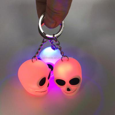 China Used for remembrance & New Promotion Gifts Toy Gifts LED Plastic Skull Glowing Key Chain With Light for sale