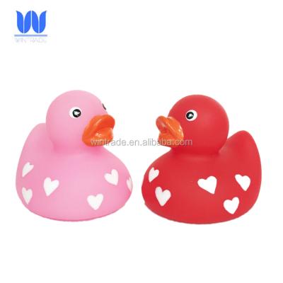 China Bath Toy Mini Rubber Duck Heart Print For Valentine Toy for sale