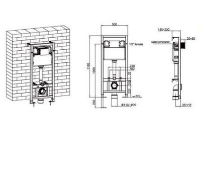 China Modern Pneumatic Concealed Dual Flush Cistern For Wall Hung Toilet With WRAS OEM/ODM Approval 400sets for sale