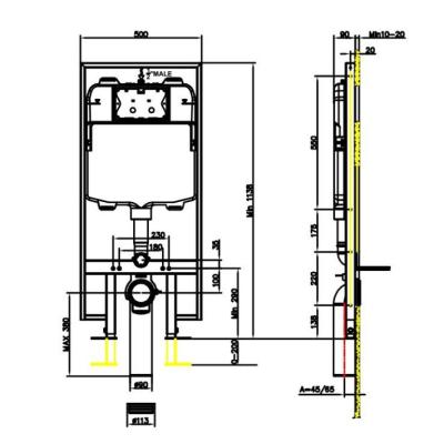 China Universal Parmur Hidden Cistern Hidden Cistern Frame For Wall-Hung WC Toilet With Double Flush For Bathroom for sale