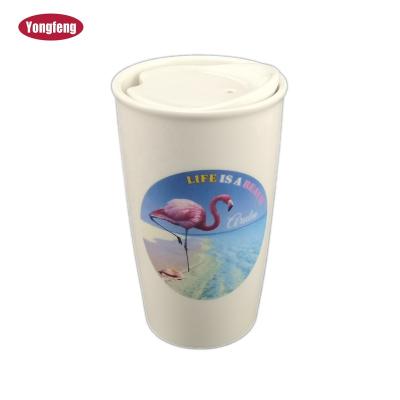 China Durable Stylish Heat Insulation Porcelain Double Walled Travel Tumbler With Porcelain Lid for sale