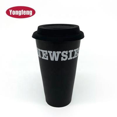 China 18oz High Quality Viable Matt Travel Coffee Mug Black Single Wall With Silicone Lid for sale