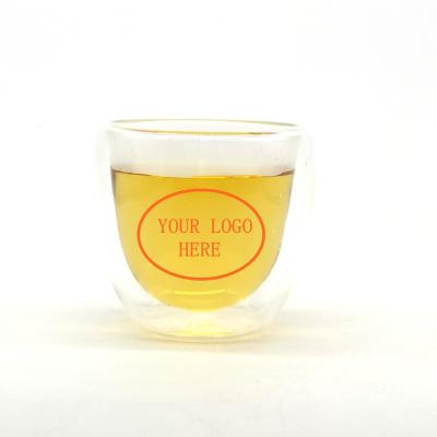 China Viable Mugs Drinkware Custom Logo Handleless Double Wall Clear Wine Beer Juice Milk Tea 8 Ounce Borosilicate Glass Mug for sale