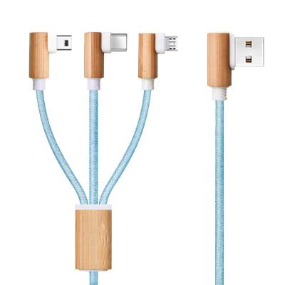 China Type B Cable Hemp Cord Wooden Braided MP3/MP4 Player Magnetic USB Fast Charging Cable Hemp Cord Inteligente Cable 3 In 1 for sale