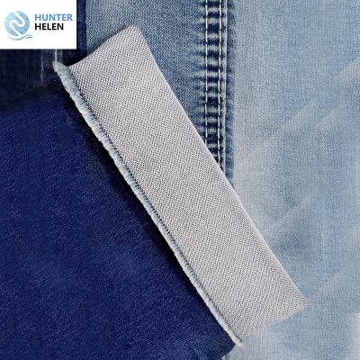 China Breathable 7.4oz spandex denim fabric dyed satin weave stretch indigo denim fabric for jeans for sale