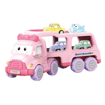 China Hot Sellings Plastic Toy Amazon Hot Sellingss Hot Popular Plastic Children's Double-deck Tractor Set Cartoon Inertia Car Toys Diecast for sale