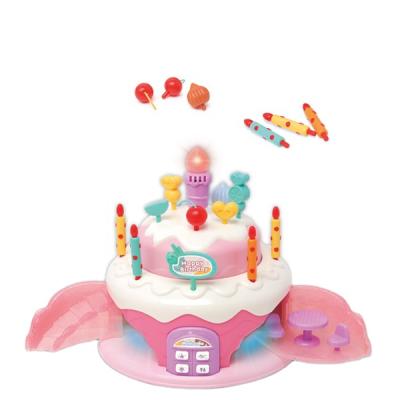 China Pretend Play Toy Set Popular Hot Selling Educational Pretend Play Kids Theater Home Music Birthday Cake Toy With Light Music for sale