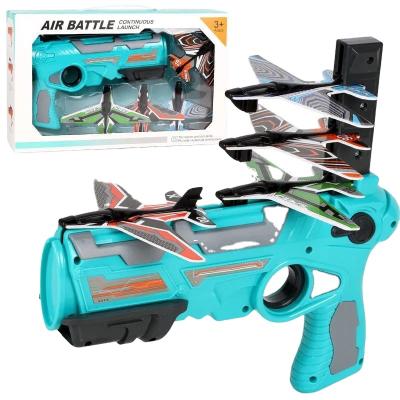 China Popular High Quality Outdoor Airplane Toy Gun Shooting Games Catapult Flat Foam Airplane Launcher Toy for Kids for sale