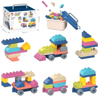 China DIY TOY High quality 77pcs children diy educational assembly toys soft plastic building block set for children for sale