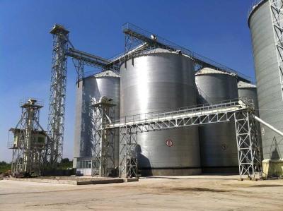 China 100 - 15000 T Grain Storage Silo Hot Galvanized Steel With Blower Green for sale