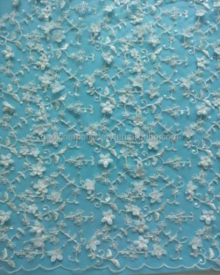 China Viable full small flower heavy handwork guipure embroidery lace fabric for wedding dress /applique lace with beads and sequins for sale