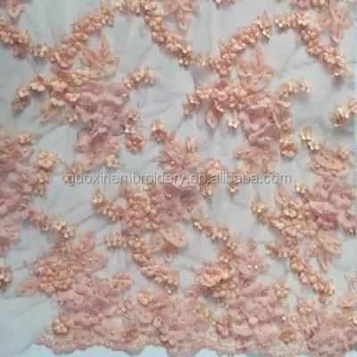 China Sustainable Wholesale 3D Small Flowers Lace Up Fabric For Garment , Evening Party for sale