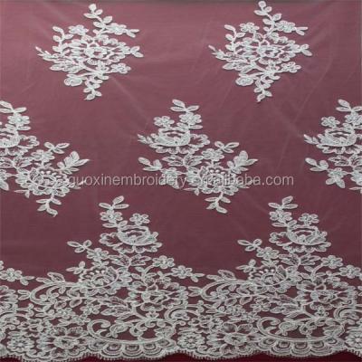 China viable HOT! 2015 NEW Design Ivory Alencon Lace Fabric Guoxin Sustainable Embroidery Lace Fabric for sale