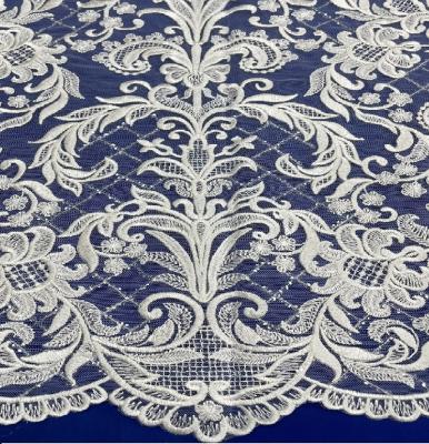 China Handmade classic embroidery lace fabric with sequnis in stock Guoxin Sustainable Embroidery Lace Fabric for sale