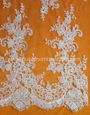 China 2015 viable hot ivory beaded lace fabric  Sustainable, Water Soluble Beaded Lace Fabric for sale