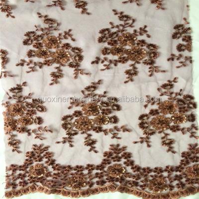 China New Product Shrink-Resistant Toffee Beaded French Lace Wedding Dress Fabric 2015 for sale