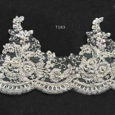 China 2016 new style workable beaded lace trims/bridal garment lace trim nice net embroidery accessories wholesale in stock for sale