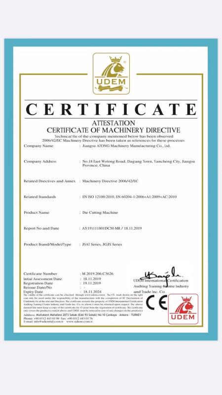 CE - Jiangsu Atong Machinery Manufacturing Co., Ltd.