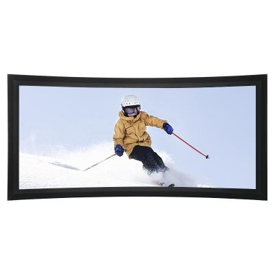 China 100 inch Curved fixed frame Projector Screen for home cinema movie indoor projection screens for sale