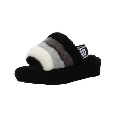 China Fashion Trend High Quality Soft Women's Sheep Wool Slippers Non-slip Winter Fluffy Slippers for sale