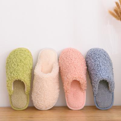 China Ladies Fashion Trend New Arrival Soft Colorful Closed Toe Bedroom Fluffy Indoor Slippers for sale