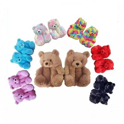 China Latest Fashion Trend Hot Popular Fuzzy Big Fluffy Kids Teddy Bear Slippers for sale