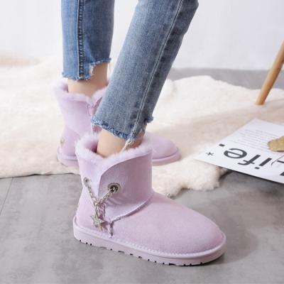 China 2021 new fashion trend design short tube pendant sheepskin winter ankle waterproof warm snow boots for women for sale