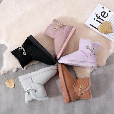 China 2021 Fashion Trend Hot Sale Dangling Short Tube Sheepskin Winter Ankle Waterproof Warm Snow Boots For Women for sale