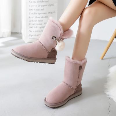 China High Quality Women's Fashion Trend Outdoor Ankle Fur Ball Fox Sheepskin Winter Non-slip Flat Snow Boots for sale