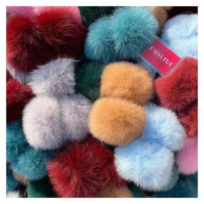 China 2021 Summer Fashion Trend Amazon Sale Big Raccoon Real Fur Sliders Fluffy Fox Fur Slippers For Women for sale