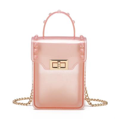 China Lady's Handbag News 2019 Summer Wholesale Oblique Jelly Beach Bag Fashion Women's Handbags Shoulder Bag Transparent for sale