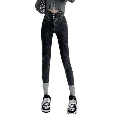 China Hot Selling Slim-Fitting Breathable Stretch Button Fly Straight Denim Pants For Women High Waist Jeans for sale