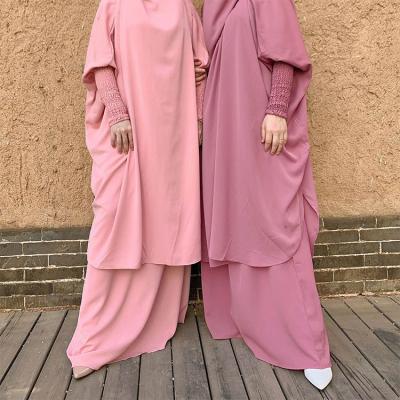 China Soft Soft Feeling 2 Pieces Set Full Coverage Kaftan Costumes Long Khimar Islamic Clothing Abaya Prayer Dress Muslim Turkey Women for sale