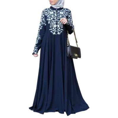 China Ethnic Islamic Comic Skirt Shirt Ethnic Floral Print Collar Abaya Clothing Turkish Muslim Woman Turkish Muslim Woman for sale