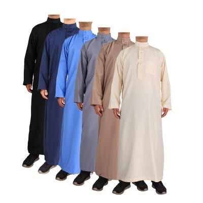 China Dubai Casual Modern Design New Arrival Islamic Clothing Men To Be Thobe Ethnic Solid Color Men Long Sleeve Muslim Thawb for sale