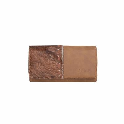 China Genuine Anti-theft Hair-on Cowhide Trinity Ranch Hair-on Secretary Style Collectible Wallet TR126-W018BR for sale