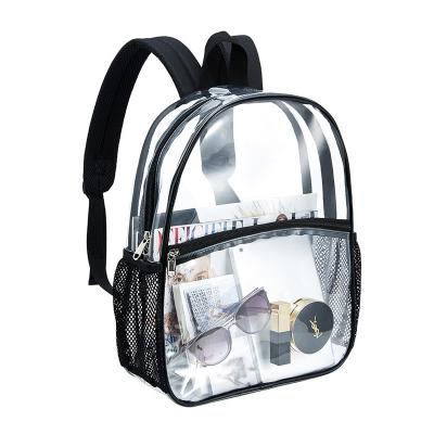 China Heavy Duty Solar Panel Clear Backpack See Through Large Transparent Bookbag For College School Bags for sale